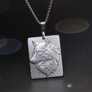 Wolf Meteorite Pendant, Natural Muonionalusta meteorite carved ,Meteorite Necklace