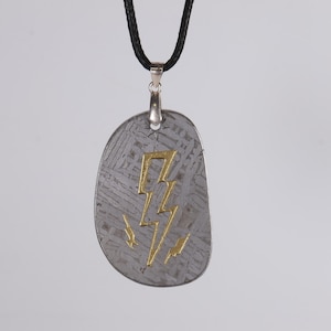 Meteorite pendant,Natural Muonionalusta meteorite carved ,Meteorite necklace,gift CU04