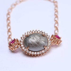 Pulsera de meteorito, brazalete con incrustaciones de meteorito natural, tamaño ajustable, regalo personalizado CU318