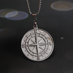 Compass Meteorite Pendant , Natural Muonionalusta meteorite carved ,Meteorite Necklace
