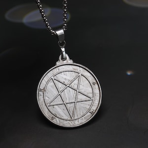 Satan Sigil Meteorit Anhänger, Meteorit Halskette, Demonic Gatekeepers Halskette, Meteorit Geschenk