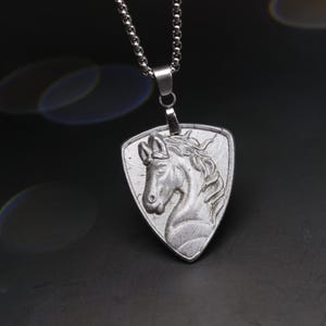 Horse Head Shape Meteorite Pendant, Natural Muonionalusta meteorite carved , Meteorite Necklace