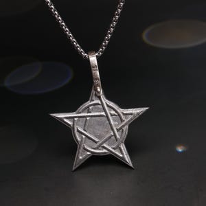 Pentagram Meteorite Pendant, Natural Muonionalusta meteorite carved ,Star Meteorite Necklace ,five-pointed star Necklace