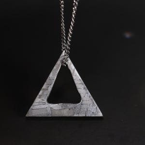 Hollow triangle Meteorite Pendant, Natural meteorite carved , Meteorite Necklace