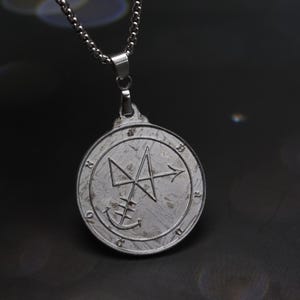 Abaddon Sigil Meteorit Anhänger, Meteorit Halskette, Demonic Gatekeepers Halskette, Meteorit Geschenk