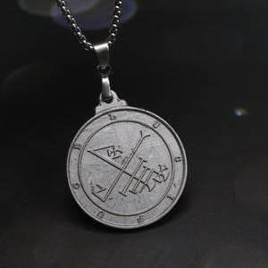 Lucifuge Sigil Meteorit Anhänger, Meteorit Halskette, Meteoriten Halskette, Meteoriten Geschenk
