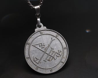 Lucifuge Sigil Meteorite pendant,Meteorite Necklace, Demonic Gatekeepers Necklace,Meteorite Gift