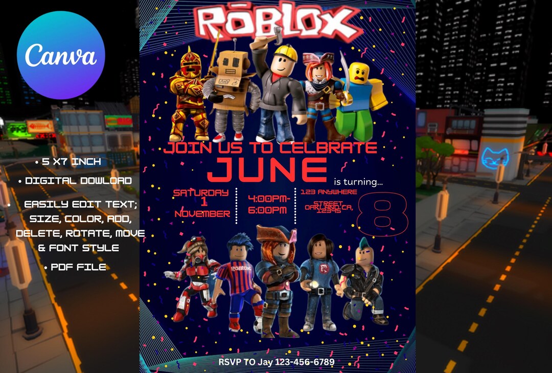 Roblox Birthday Party Invitation Roblox Invitations - Etsy
