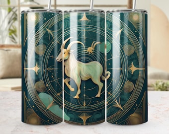 Capricorn Zodiac Tumbler Wrap 20oz, Goat Sublimation Design (Digital Download)