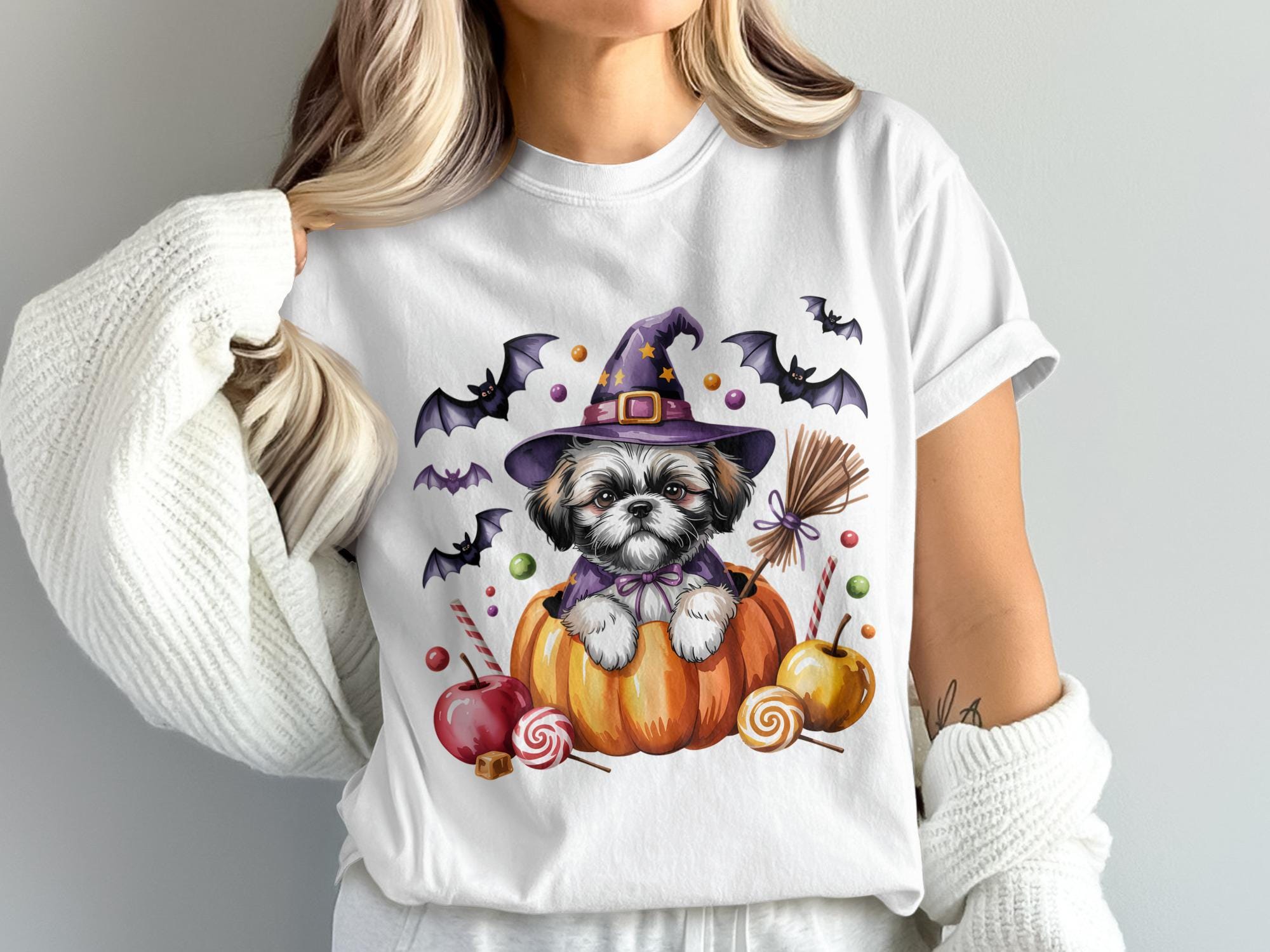 Shih Tzu Halloween Clipart, Cute Dog Clipart, Witch Dog Png, Halloween ...