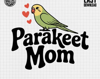 Parakeet Mom PNG Clipart, Bird With Hearts (Digital Download)