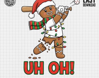 Gingerbread Man Png, Baseball Clip Art, Christmas Clipart, Uh Oh Png, Funny Cookie Png, Holiday Lights Png, Digital Download