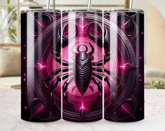 Scorpio Zodiac Tumbler Wrap 20oz, Pink Scorpion Sublimation Design (Digital Download)