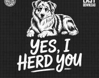 Australian Shepherd PNG Funny Herding Dog Sublimation Design