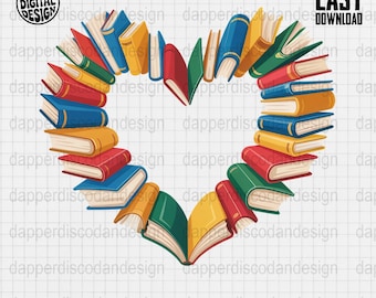 Book Heart PNG Reading Love Stacked Design Lover Valentine Art Teacher Reader