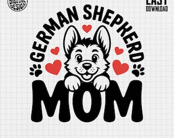 German Shepherd Mom PNG, Dog Lover Clipart (Digital Download)