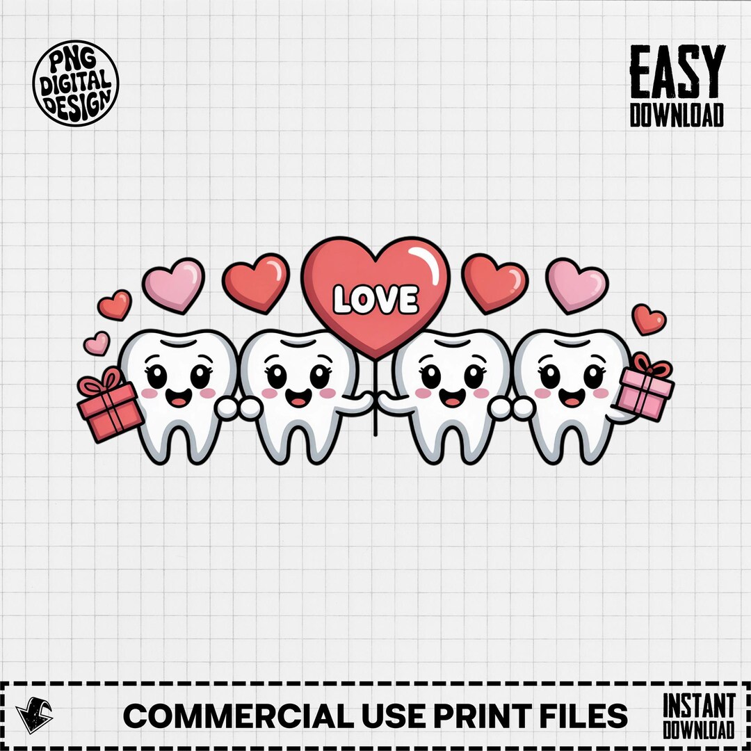Tooth PNG, Cute Teeth Clipart, Dental Valentines Day, Kawaii Teeth ...