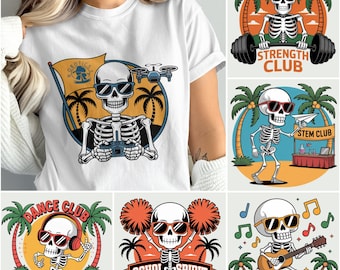 Skeleton Club Png, Summer Png, Skeleton Bundle, School Spirit Png, Dance Club Png, Strength Club, Stem Club Png, Digital Bundle PNG