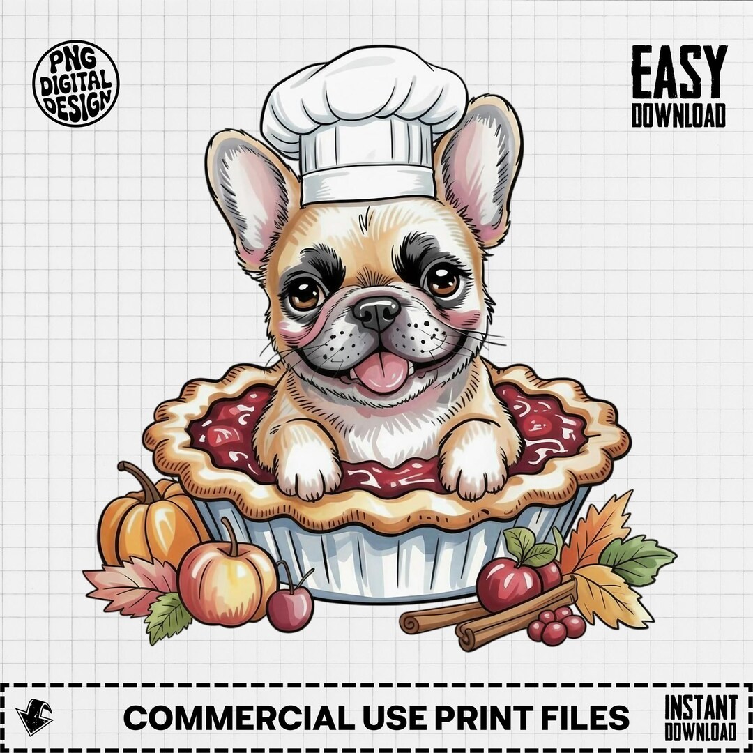 French Bulldog PNG, Chef Dog Clipart, Fall Pie Png, Autumn Png ...
