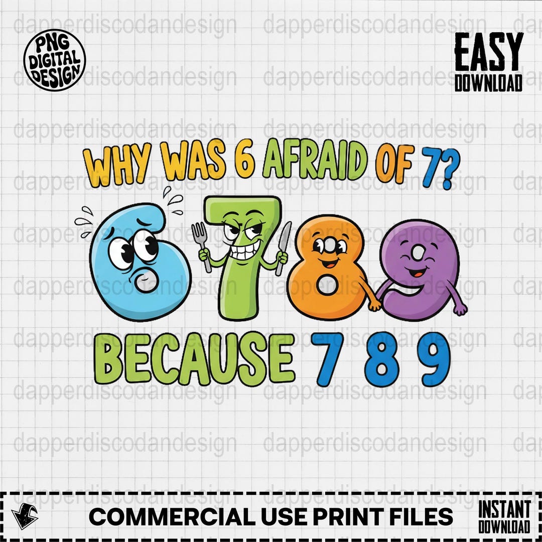 Funny Math Joke Clipart Why Was 6 Afraid of 7 Because 7 8 9 PNG Cute ...