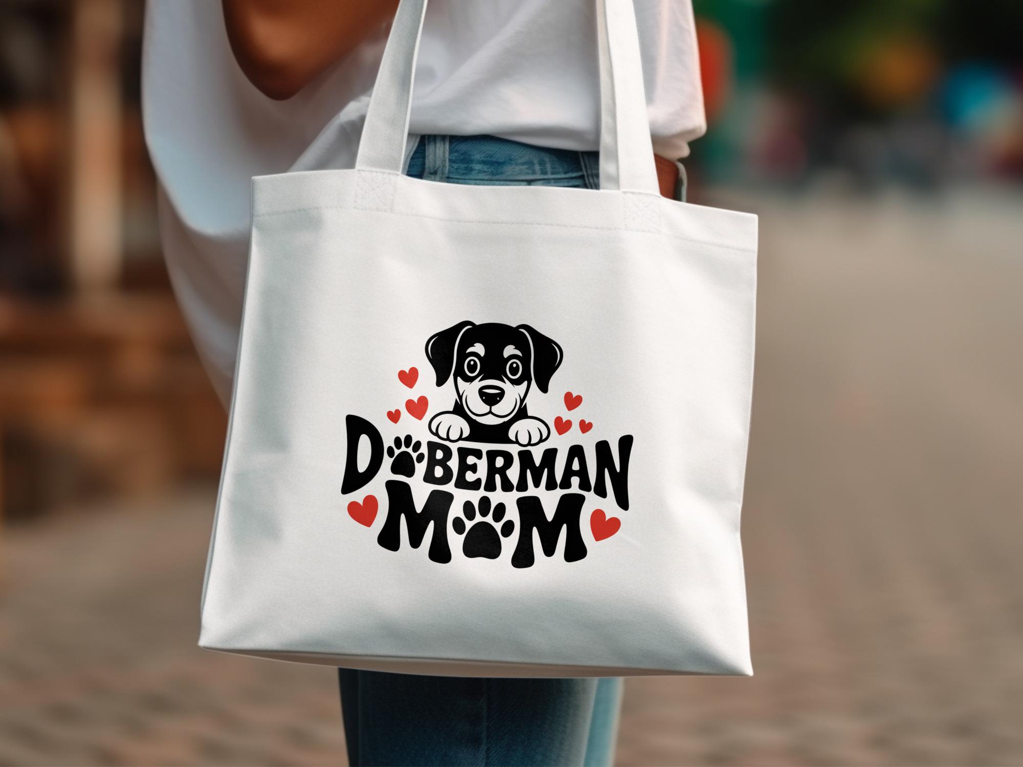 Doberman Mom PNG, Heart Paw Print Clipart (digital Download
