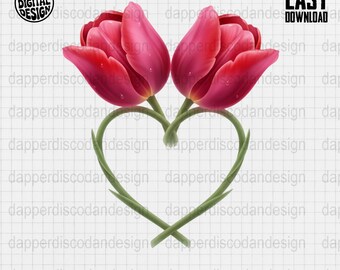 Tulipa Coração Dia dos Namorados PNG com Formas Florais e Rosa Românticas