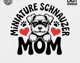 Miniature Schnauzer Mom PNG, Dog Breed Clipart (Digital Download)