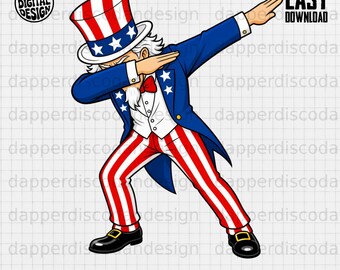 Uncle Sam Dabbing PNG - Patriotic 4th of July Cartoon Sublimation Design