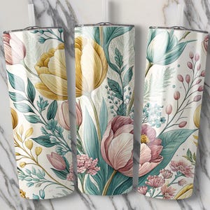 Tulip Tumbler Wrap, Floral Tumbler PNG, Spring Flower Sublimation Design, Flower Tumbler Wrap, 20oz Skinny Tumbler Design