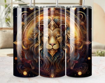 Leo Zodiac Lion Tumbler Wrap 20oz, Astrology PNG (Digital Download)