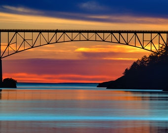 Deception Pass Bridge Sunset Photo – Pacific Northwest Wall Art
