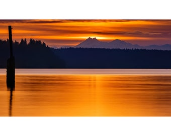 Golden Winter Sunset - Puget Sound - Art - Landscape Photography - Prints - Aluminum Prints - Canvas Photo Wraps - Acrylic Prints