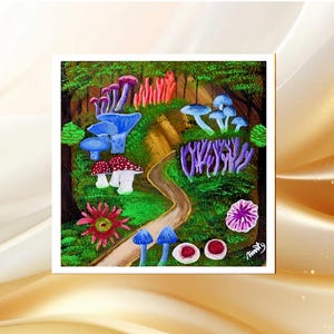 Mushroom Art Digital Print for Kids Room, Nursery Forest Wall Art, Whimsical Painting Wall Decor, Mushroom Lover Gift