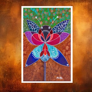 Dragonfly Painting Art, Abstract Colorful Dragonfly Artwork, Bold Colors Painting Art, Above Bed Dragonfly Decor, Gift for Nature Lover