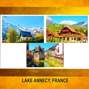Lake Annecy France Photo Print - Scenic Mountain Houses & Canals, French Architecture Travel Art, Wall Decor, Original Photography Artwork