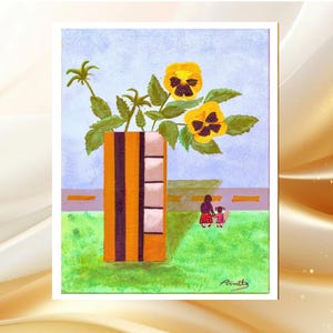 Pansies in a Pot Art Print: Vibrant Floral Illustration (Digital Download)