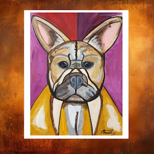 Arte mural de bulldog francés: elegante impresión de retrato para amantes de los perros y entusiastas de la decoración del hogar.