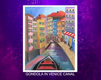 Venice Gondola Ride Art Print: Italy Canal Scene Impressionism