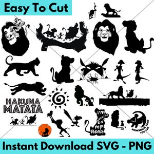 Disney Bundle of Lion King Designs / SVG PNG Digital File / Cricut Vinyl Cut Design / Silhouettes / Simba Nala Rifiki & More / 40+ files