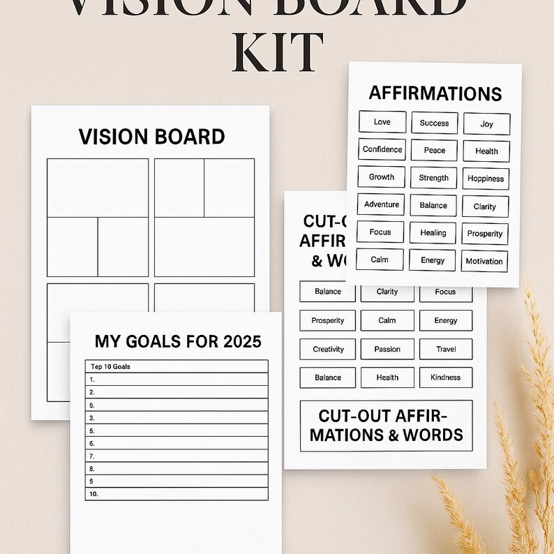 2026 Vision Board Kit Printable | Goal-setting Journal & Collage Pages ...