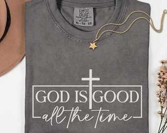 God is Good Comfort Colors Shirt: Christian Cross Faith Tee