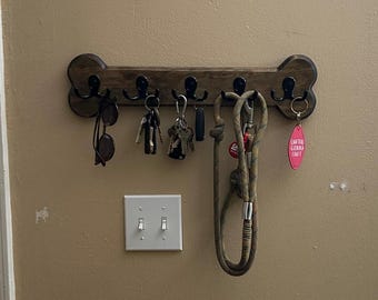 Wooden Dogbone Key & Leash Hanger