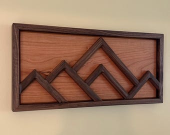 Handmade Wooden Mountain Range Wall Art