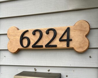 Wooden Dogbone Address Sign