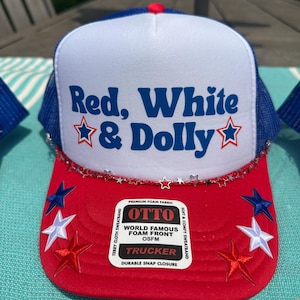 Dolly Parton Trucker Hat | Red White & Dolly Cap | Country Girl Patriotic Hat