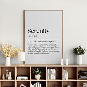 Definition Wall Art, Print Word, Serenity, Minimalist Printable Poster, Office or Home Decor, Print Words, Wall Art Design, Instant Download