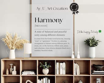 Harmony Definition Print, Minimalist Home Office Decor (Digital Download)