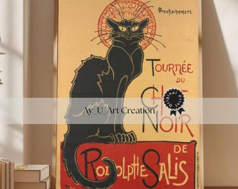 Le Chat Noir ポスター：ヴィンテージ フランス製黒猫アート（デジタルダウンロード）
