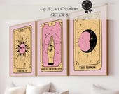 Colorful and Black White Tarot Card Poster, Mystical Major Arcana Wall Art