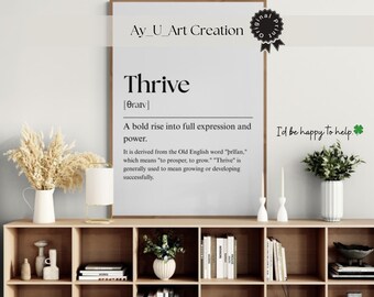 Thrive Definition Print, Minimalist Home Office Decor (Digital Download)